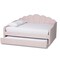 Baxton Studio Timila Modern and Contemporary Light Pink Velvet Fabric Upholstered Queen Size Daybed with Trundle 215-11550-ZORO - alternate 3